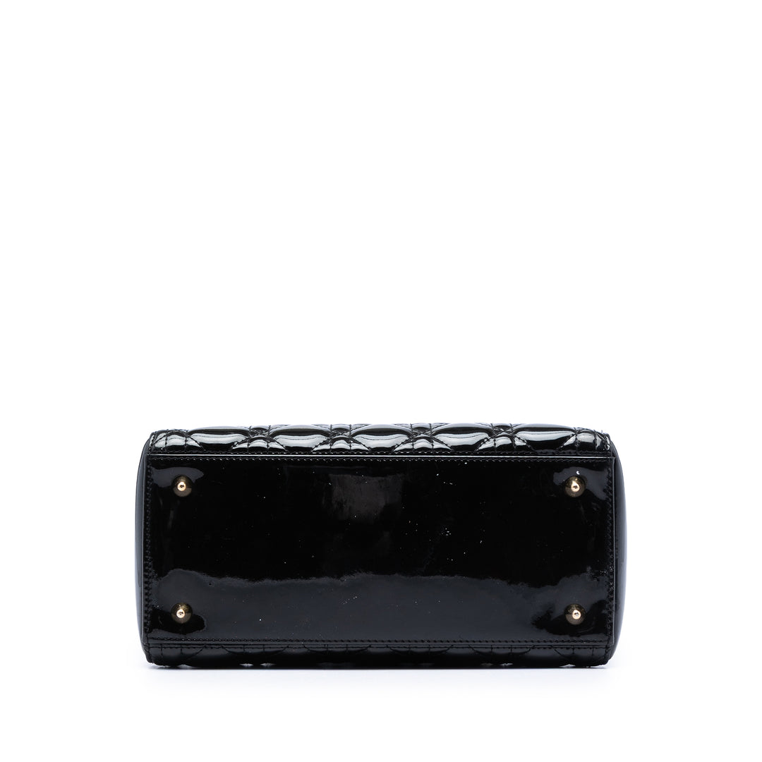 Dior Medium Cuir verni Cannage Lady Dior