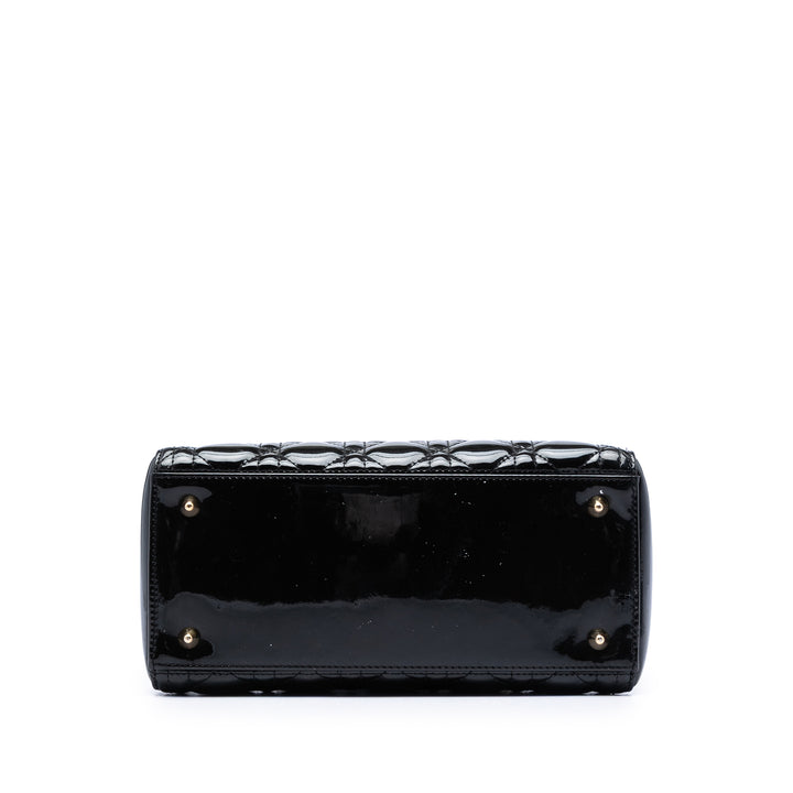 Dior Medium Cuir verni Cannage Lady Dior
