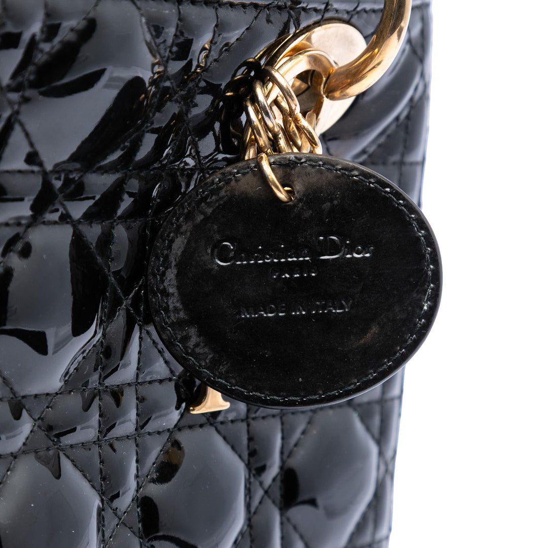 Dior Medium Cuir verni Cannage Lady Dior