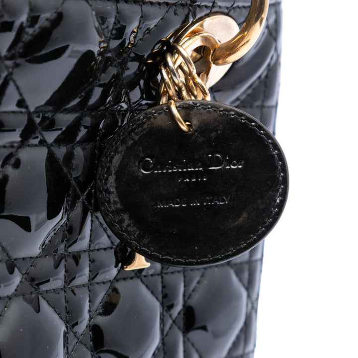 Dior Medium Cuir verni Cannage Lady Dior
