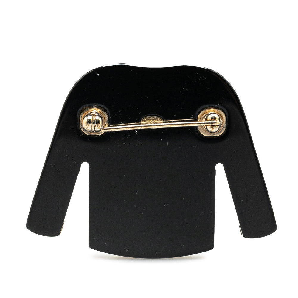 Resin and Pearl Tweed Cardigan Brooch Red - Gaby Paris