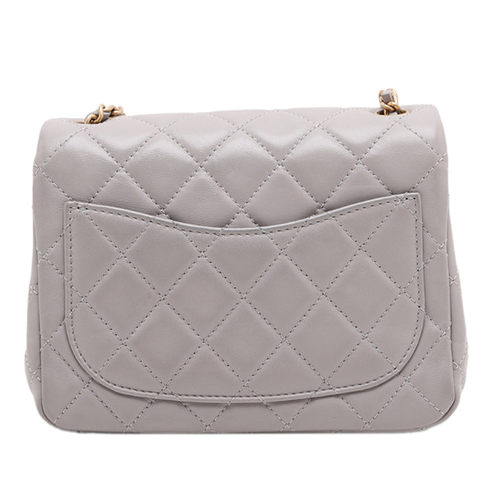 Chanel Mini Square Classic Cuir d’agneau Perle Crush Simple rabat