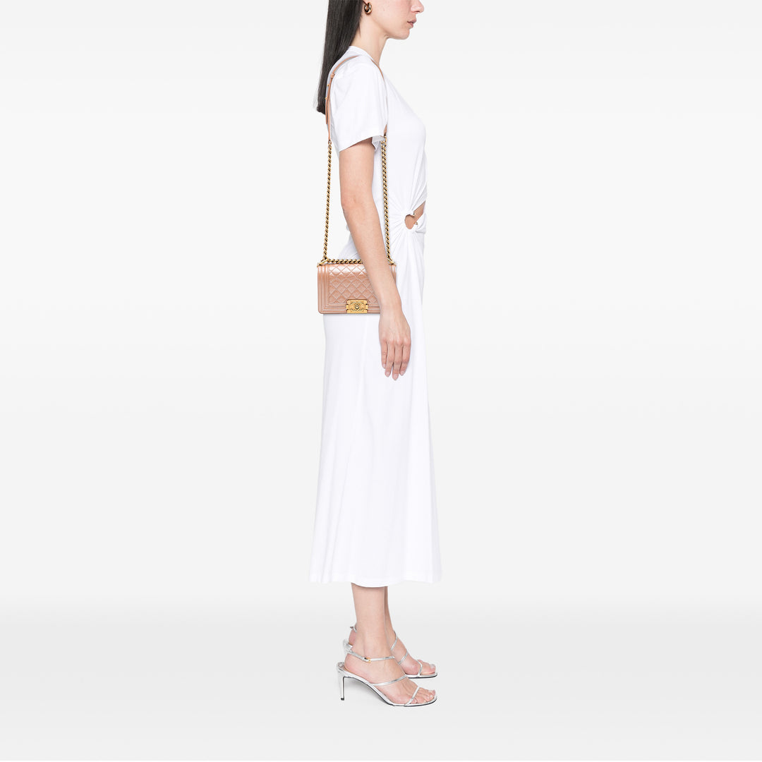 Chanel Small Matelassé Metallic Cuir de veau Boy à rabat