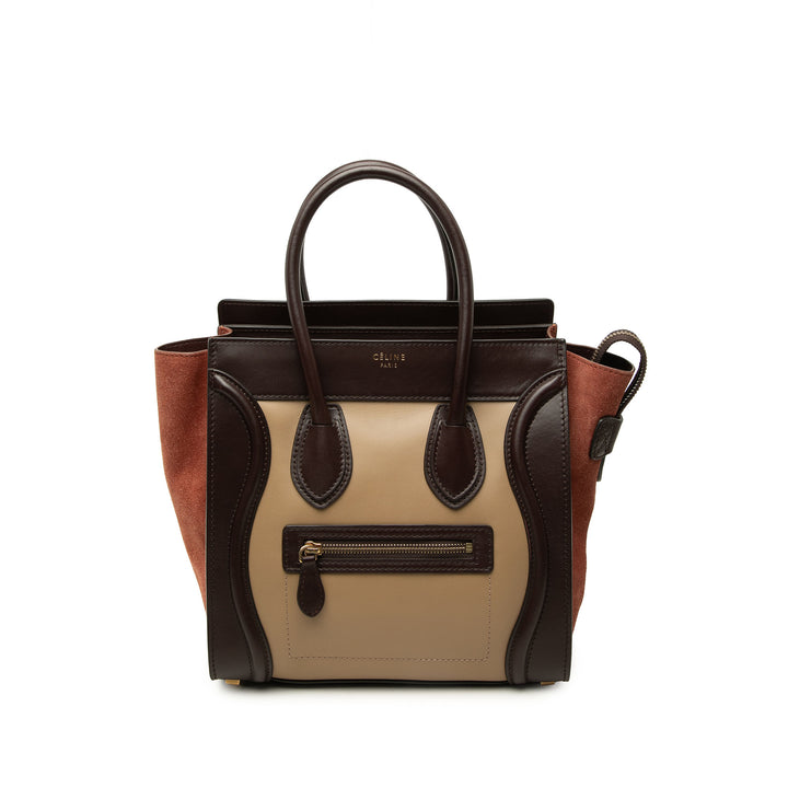 Celine Tricolore et Luggage Cabas Micro Cuir de veau Beige – vue principale – GABY PARIS
