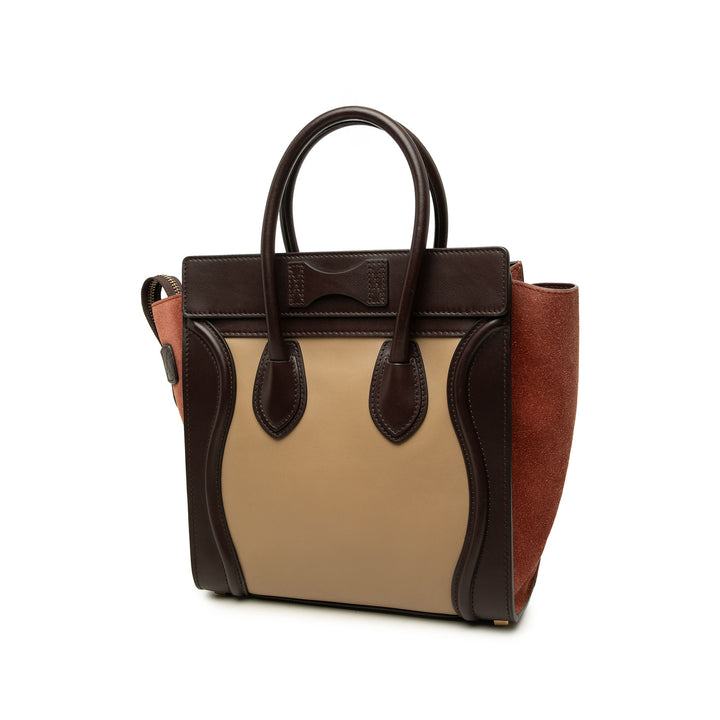Celine Tricolore et Luggage Cabas Micro Cuir de veau Beige – vue 2 – GABY PARIS