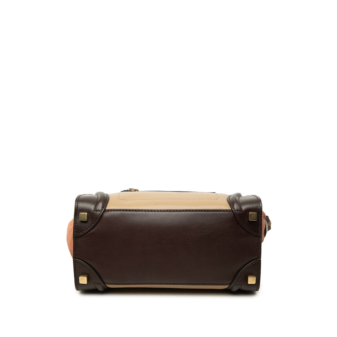 Celine Tricolore et Luggage Cabas Micro Cuir de veau Beige – vue 3 – GABY PARIS