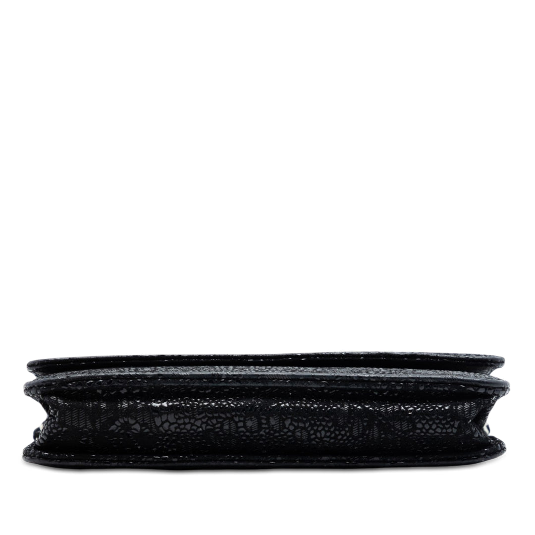 Chanel CC Lace Overlay Cuir de chèvre Wallet on Chain