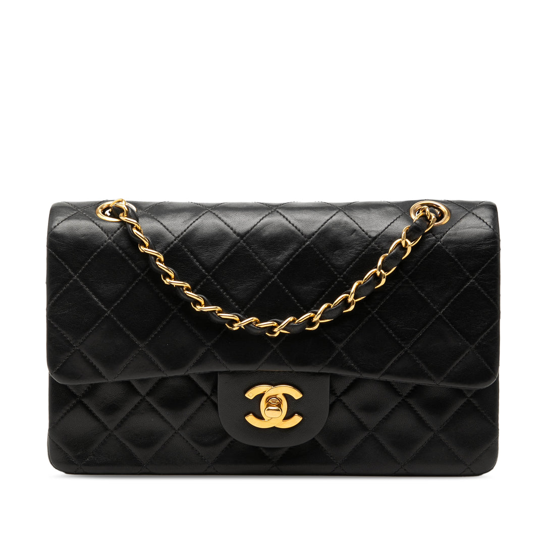 Classic Double rabat Petit Cuir d'agneau Noir