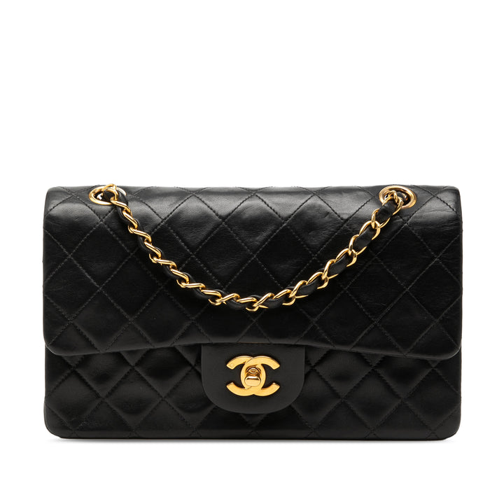 Classic Double rabat Petit Cuir d'agneau Noir