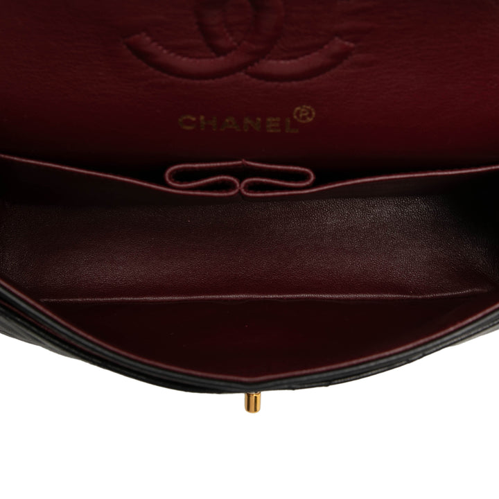 Classic Double rabat Petit Cuir d'agneau Noir