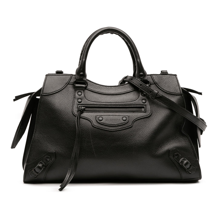 Balenciaga Medium Grained Cuir de veau Neo Classic City Sac cartable Noir