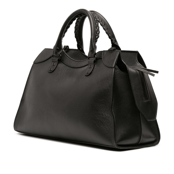 Balenciaga Medium Grained Cuir de veau Neo Classic City Sac cartable Noir