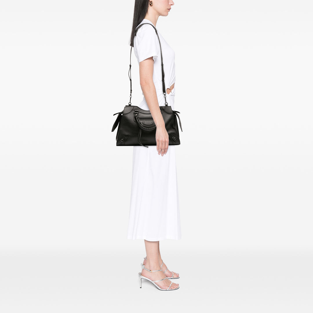 Balenciaga Medium Grained Cuir de veau Neo Classic City Sac cartable Noir
