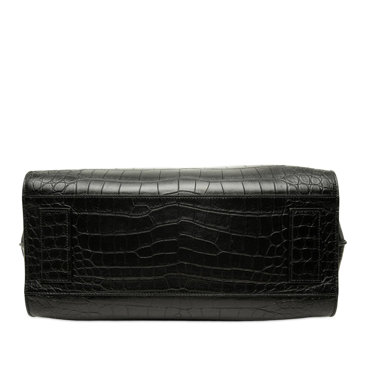 Saint Laurent Croc embossé Sac de Jour Souple Zippé North South Cabas Noir – vue 3 – GABY PARIS