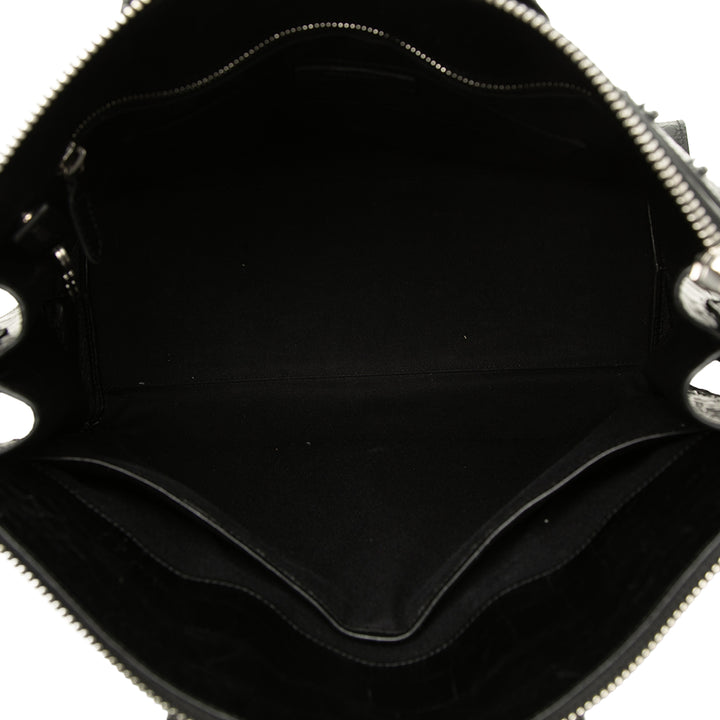 Saint Laurent Croc embossé Sac de Jour Souple Zippé North South Cabas Noir – vue 4 – GABY PARIS