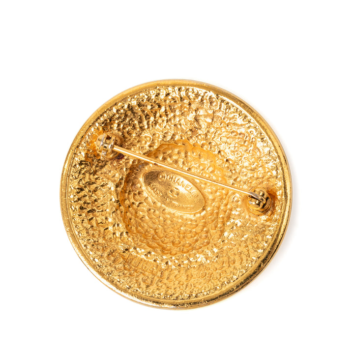 Chanel plaqué Rond Broche Métal