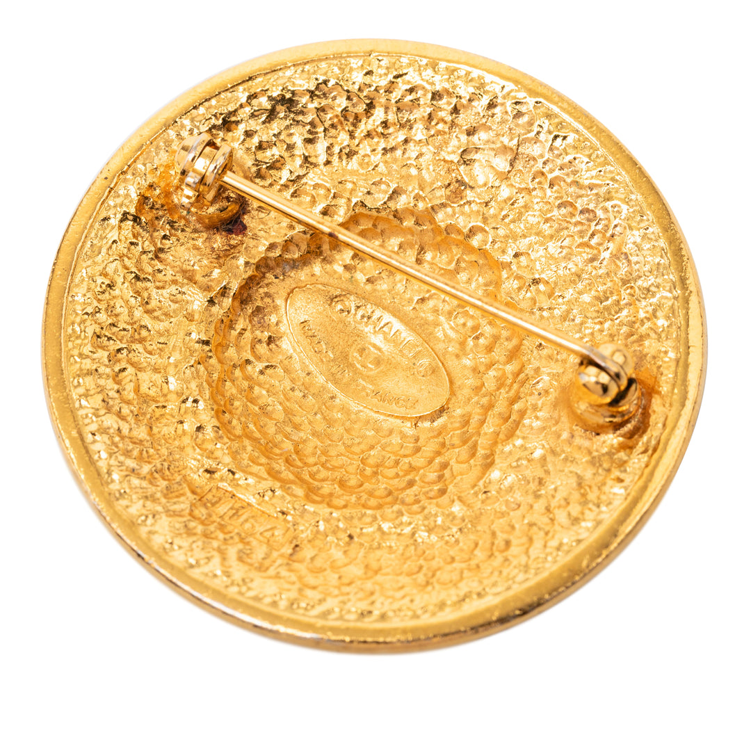 Chanel plaqué Rond Broche Métal