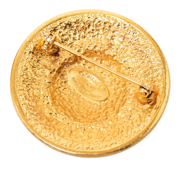 Chanel plaqué Rond Broche Métal
