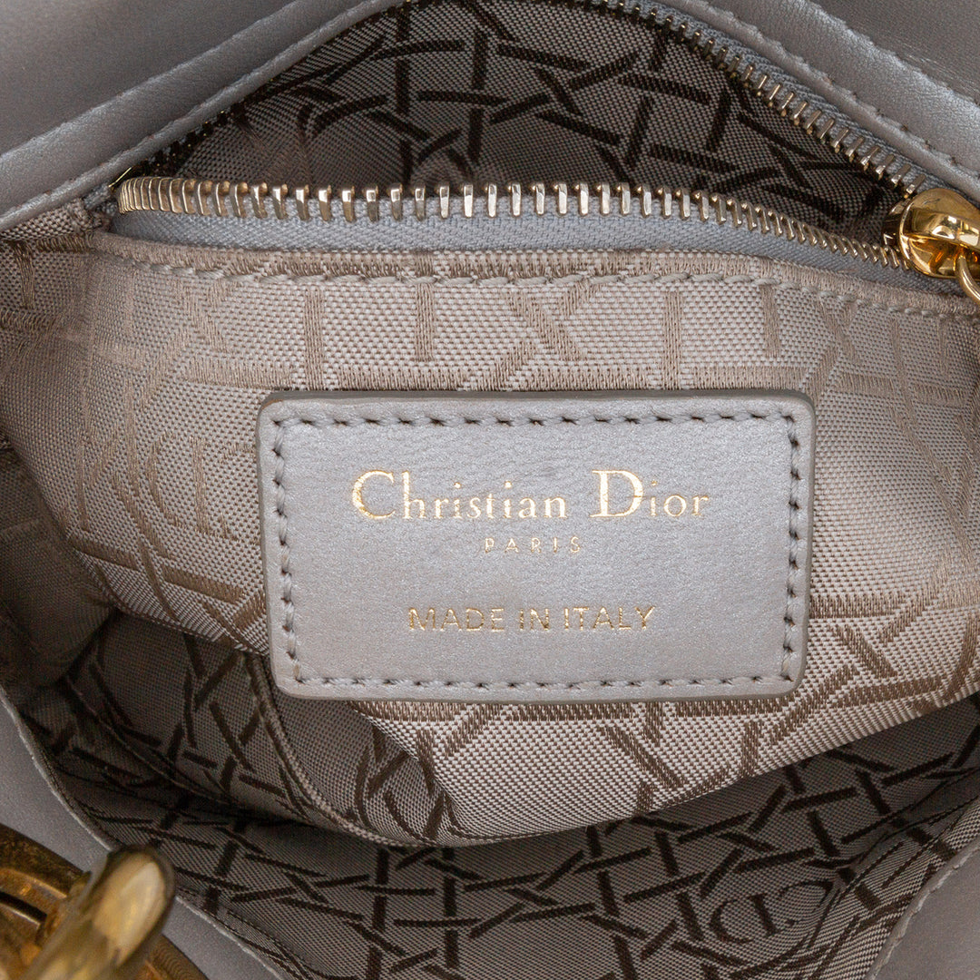 Mini Metallic Lambskin Cannage Lady Dior Gray - Gaby Paris