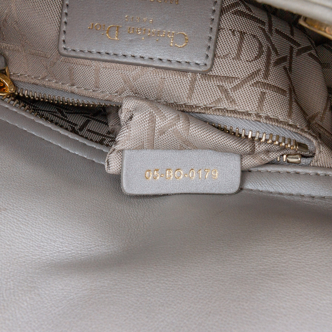 Mini Metallic Lambskin Cannage Lady Dior Gray - Gaby Paris
