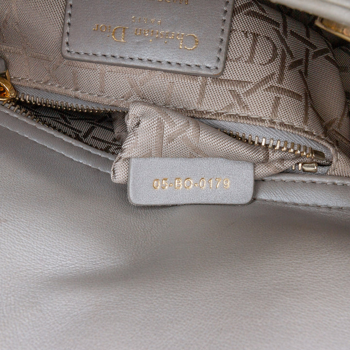 Mini Metallic Lambskin Cannage Lady Dior Gray - Gaby Paris