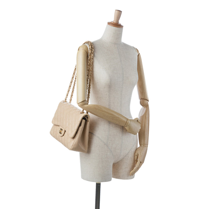 Jumbo Classic Lambskin Double Flap Brown - Gaby Paris