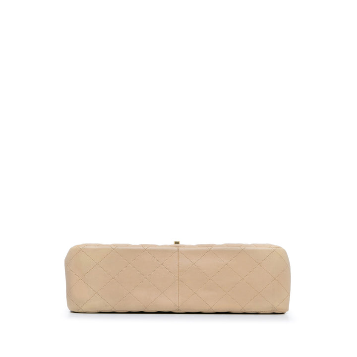 Jumbo Classic Lambskin Double Flap Brown - Gaby Paris