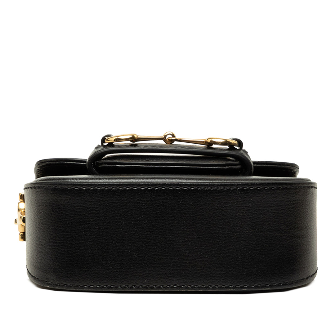 Gucci Sac à main Web Horsebit 1955 Mini Cuir de veau Noir – vue 3 – GABY PARIS