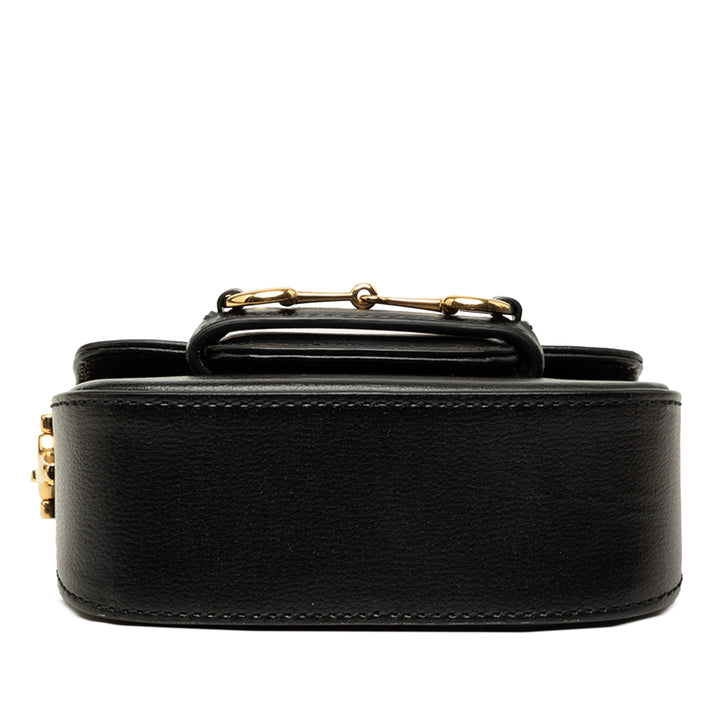 Gucci Sac à main Web Horsebit 1955 Mini Cuir de veau Noir – vue 3 – GABY PARIS
