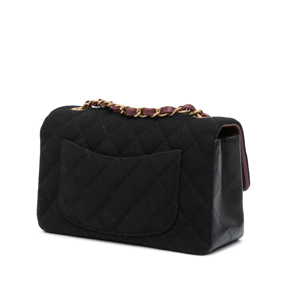 Paris Hamburg Mini Rectangular Classic Wool Coco Sailor Charms Double Flap Black - Gaby Paris