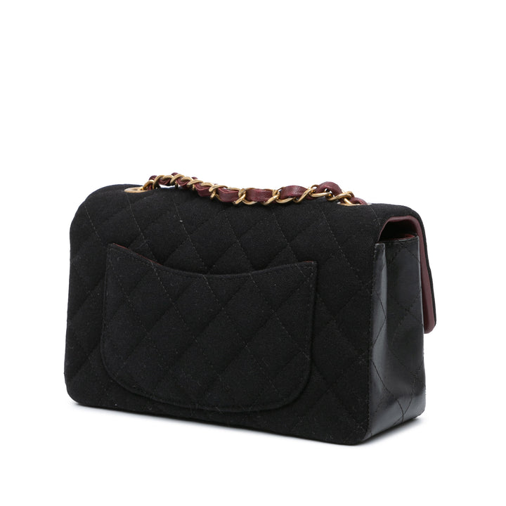 Paris Hamburg Mini Rectangular Classic Wool Coco Sailor Charms Double Flap Black - Gaby Paris