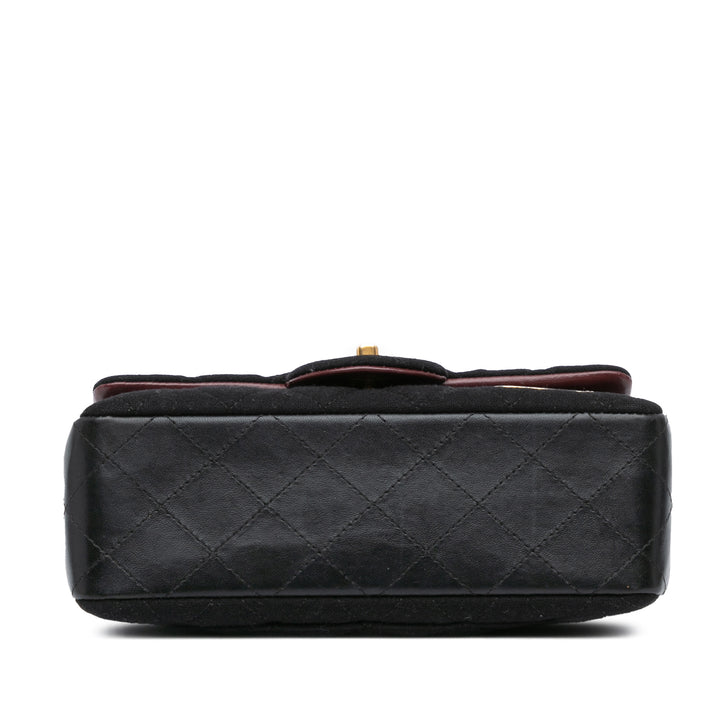 Paris Hamburg Mini Rectangular Classic Wool Coco Sailor Charms Double Flap Black - Gaby Paris