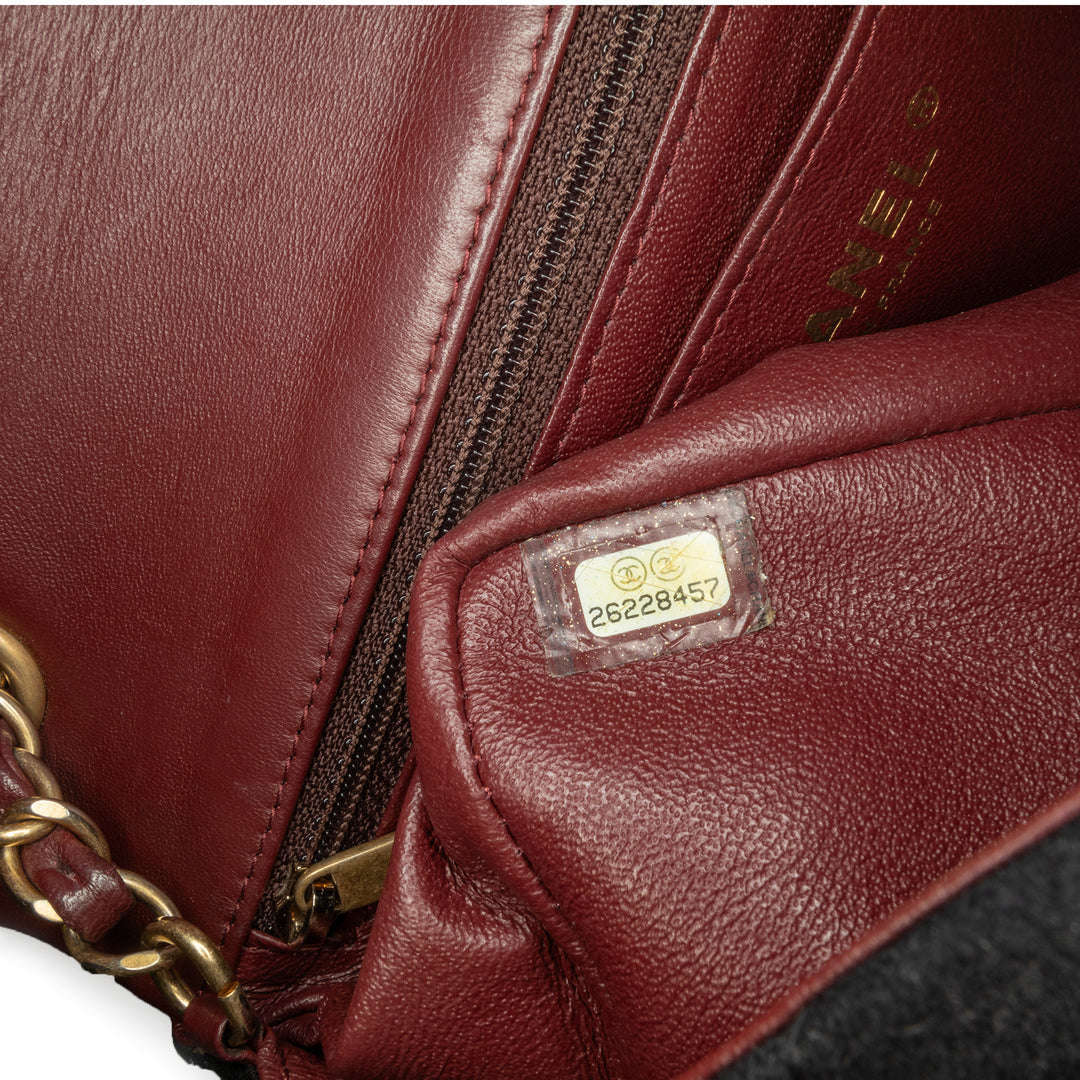 Paris Hamburg Mini Rectangular Classic Wool Coco Sailor Charms Double Flap Black - Gaby Paris