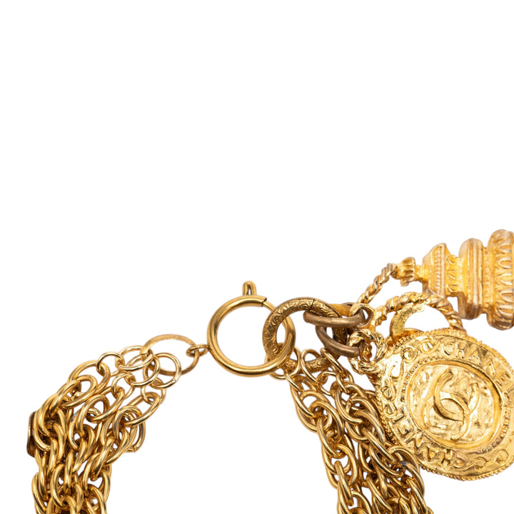 Chanel CC plaqué Triple Chaîne Logo Charm Bracelet Métal