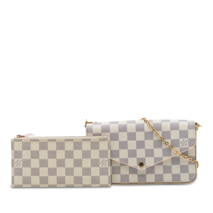 Pochette Felicie Damier Azur Blanc