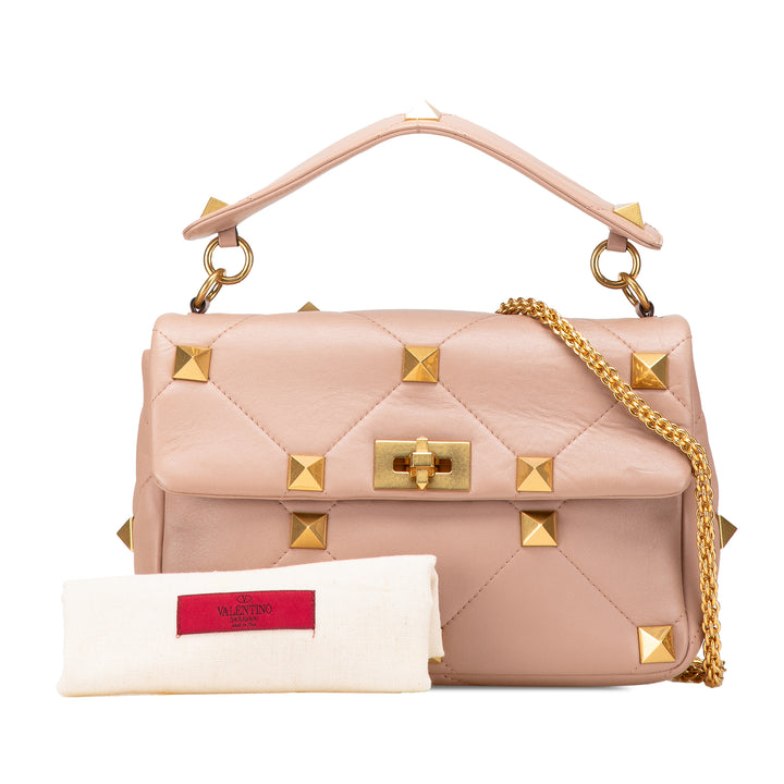 Large Nappa Roman Stud Satchel Pink - Gaby Paris
