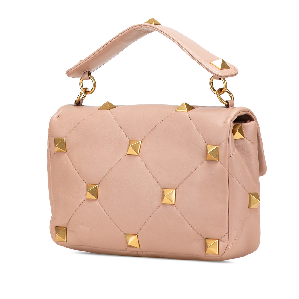 Large Nappa Roman Stud Satchel Pink - Gaby Paris