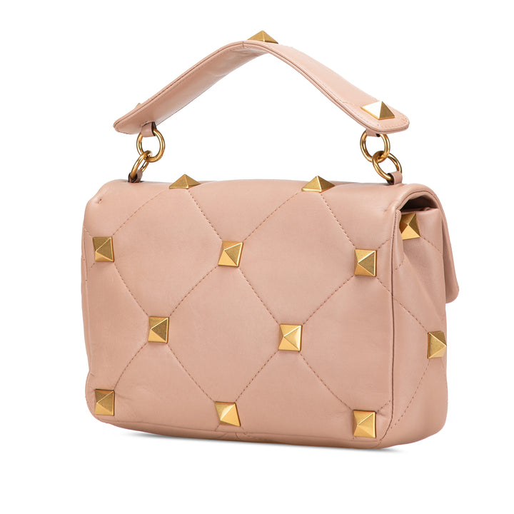 Large Nappa Roman Stud Satchel Pink - Gaby Paris