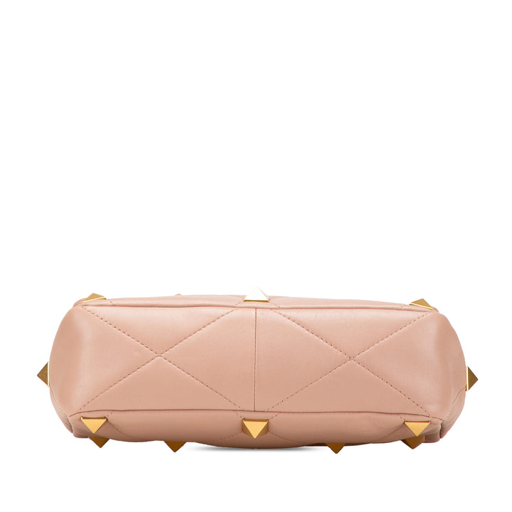 Large Nappa Roman Stud Satchel Pink - Gaby Paris