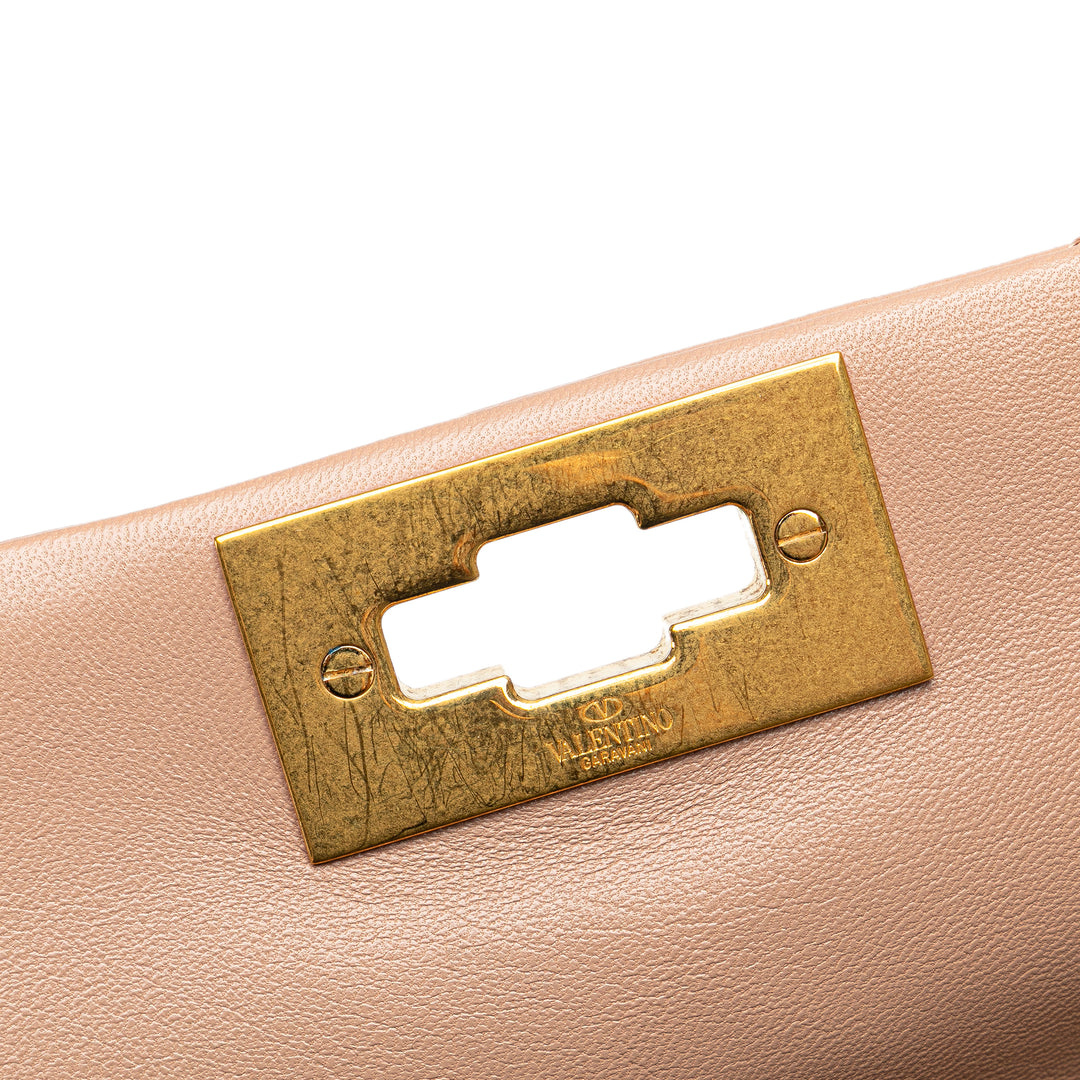 Large Nappa Roman Stud Satchel Pink - Gaby Paris