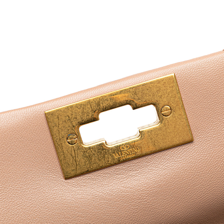 Large Nappa Roman Stud Satchel Pink - Gaby Paris