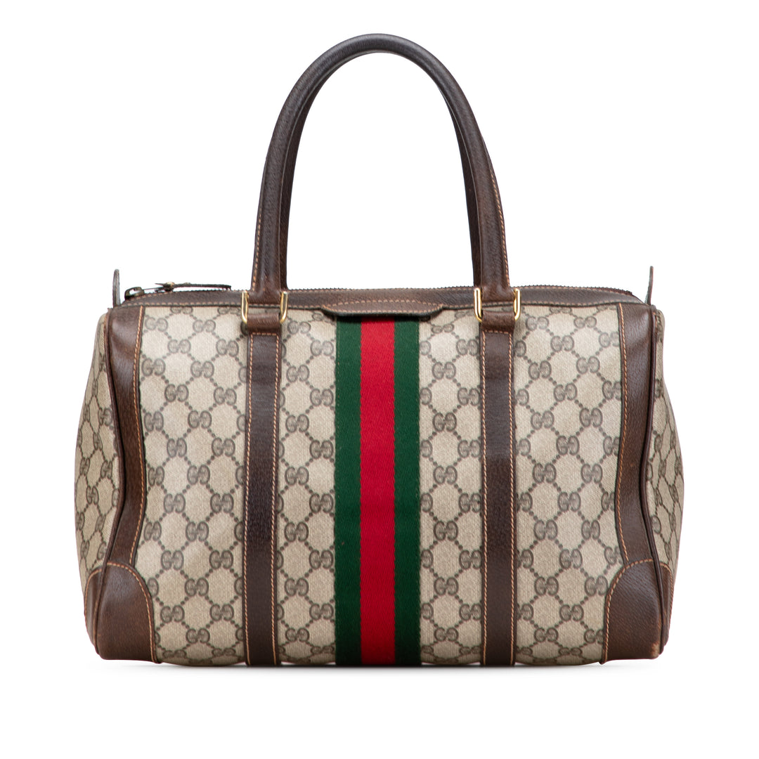 GG Supreme Web Boston Bag Brown - Gaby Paris