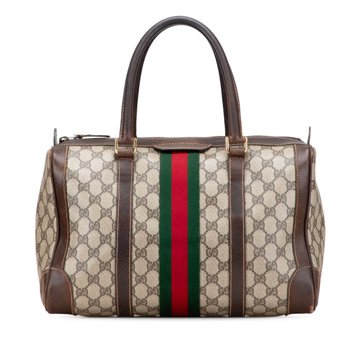 GG Supreme Web Boston Bag Brown - Gaby Paris