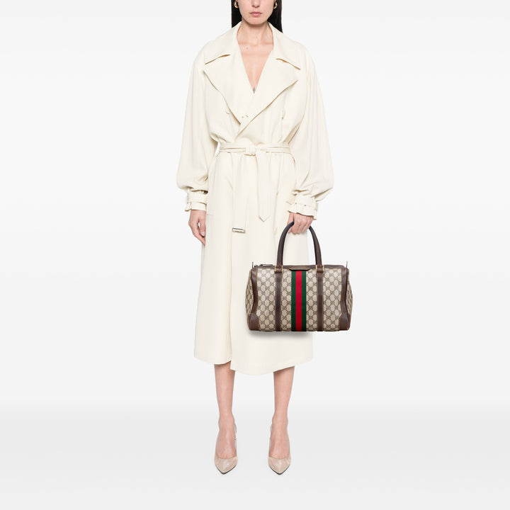 GG Supreme Web Boston Bag Brown - Gaby Paris
