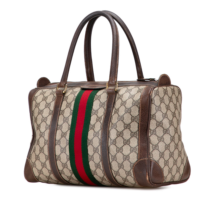 GG Supreme Web Boston Bag Brown - Gaby Paris