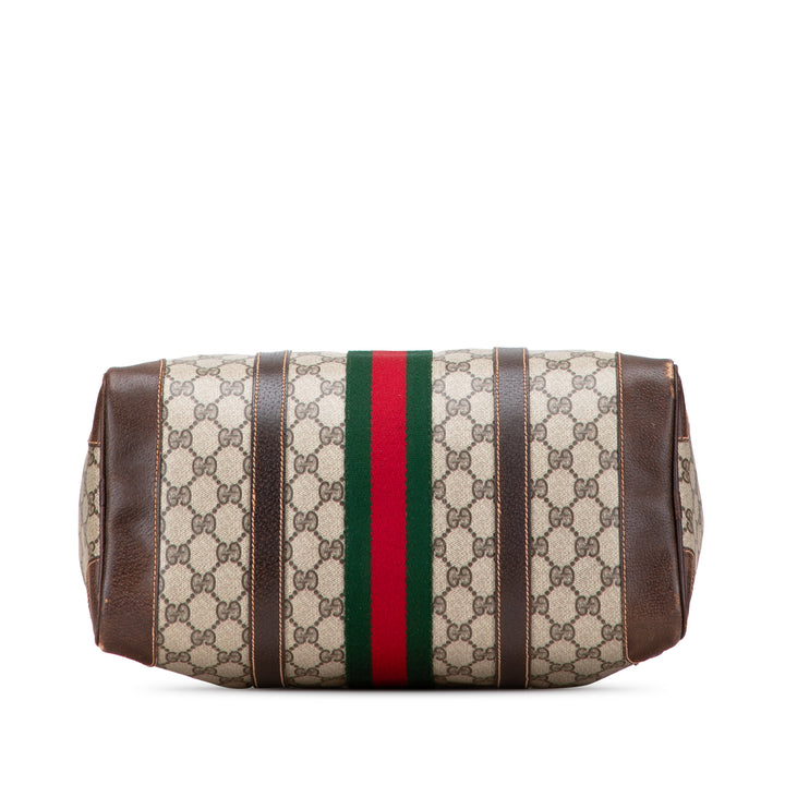 GG Supreme Web Boston Bag Brown - Gaby Paris