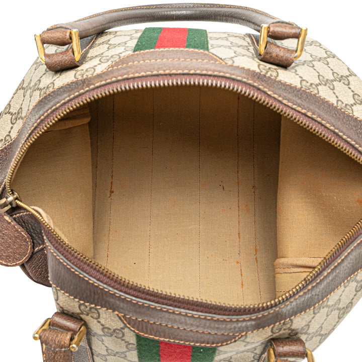 GG Supreme Web Boston Bag Brown - Gaby Paris
