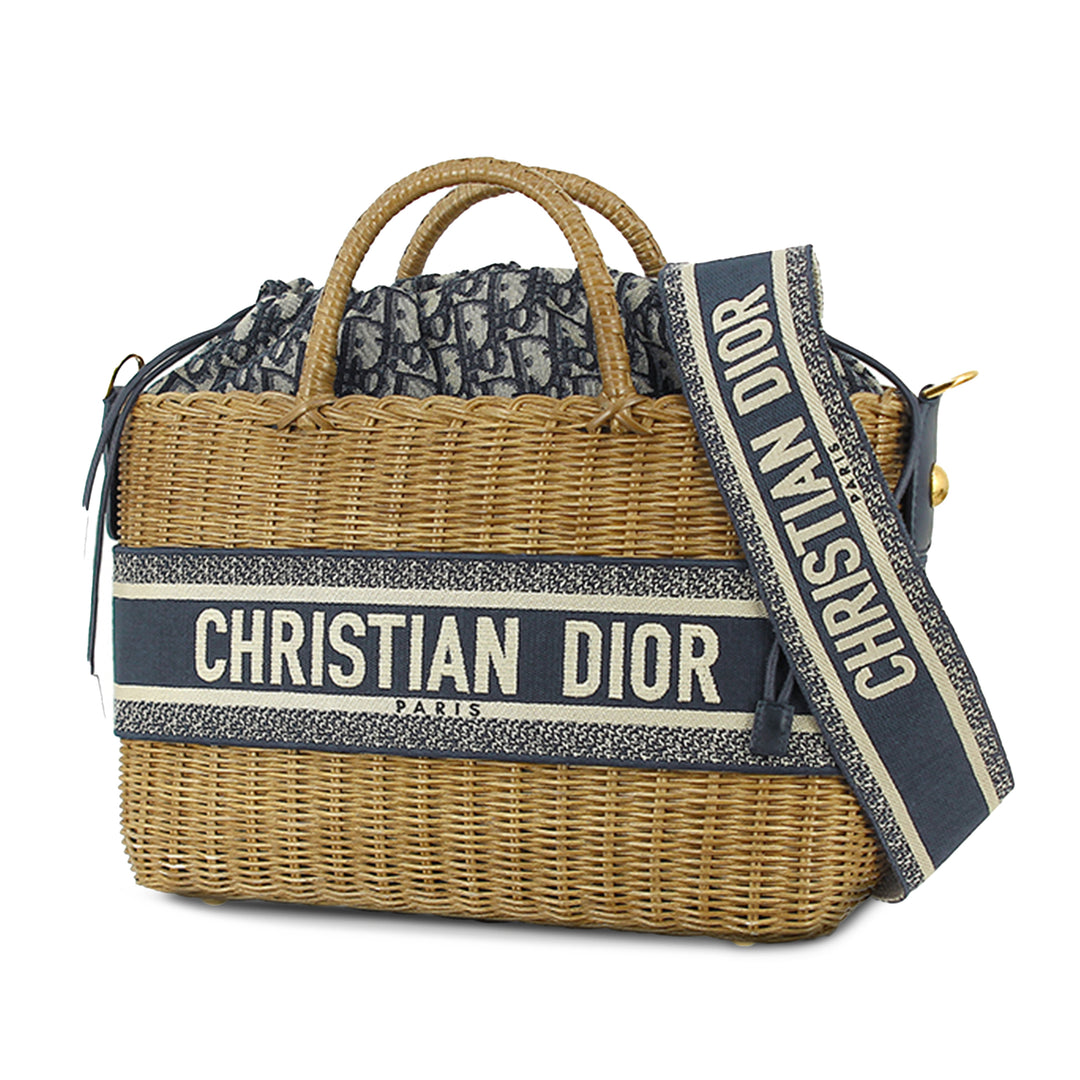 Oblique Wicker Basket Bag Brown - Gaby Paris