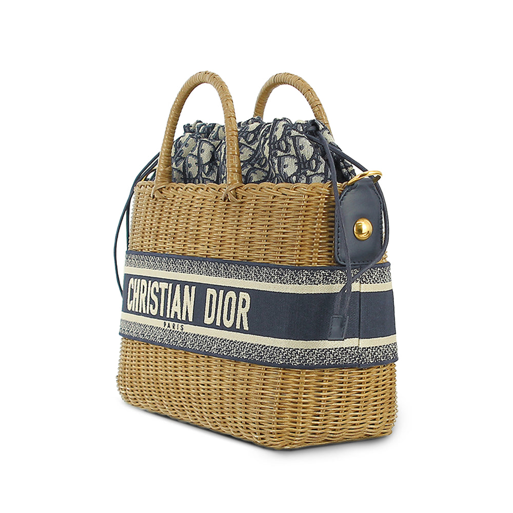 Oblique Wicker Basket Bag Brown - Gaby Paris