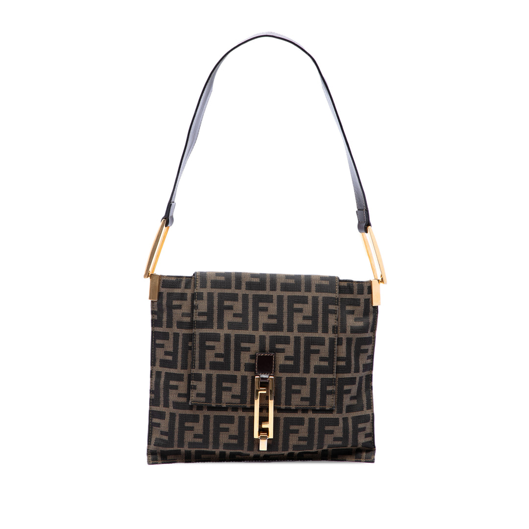 Fendi Zucca à rabat Sac Marron – vue principale – GABY PARIS